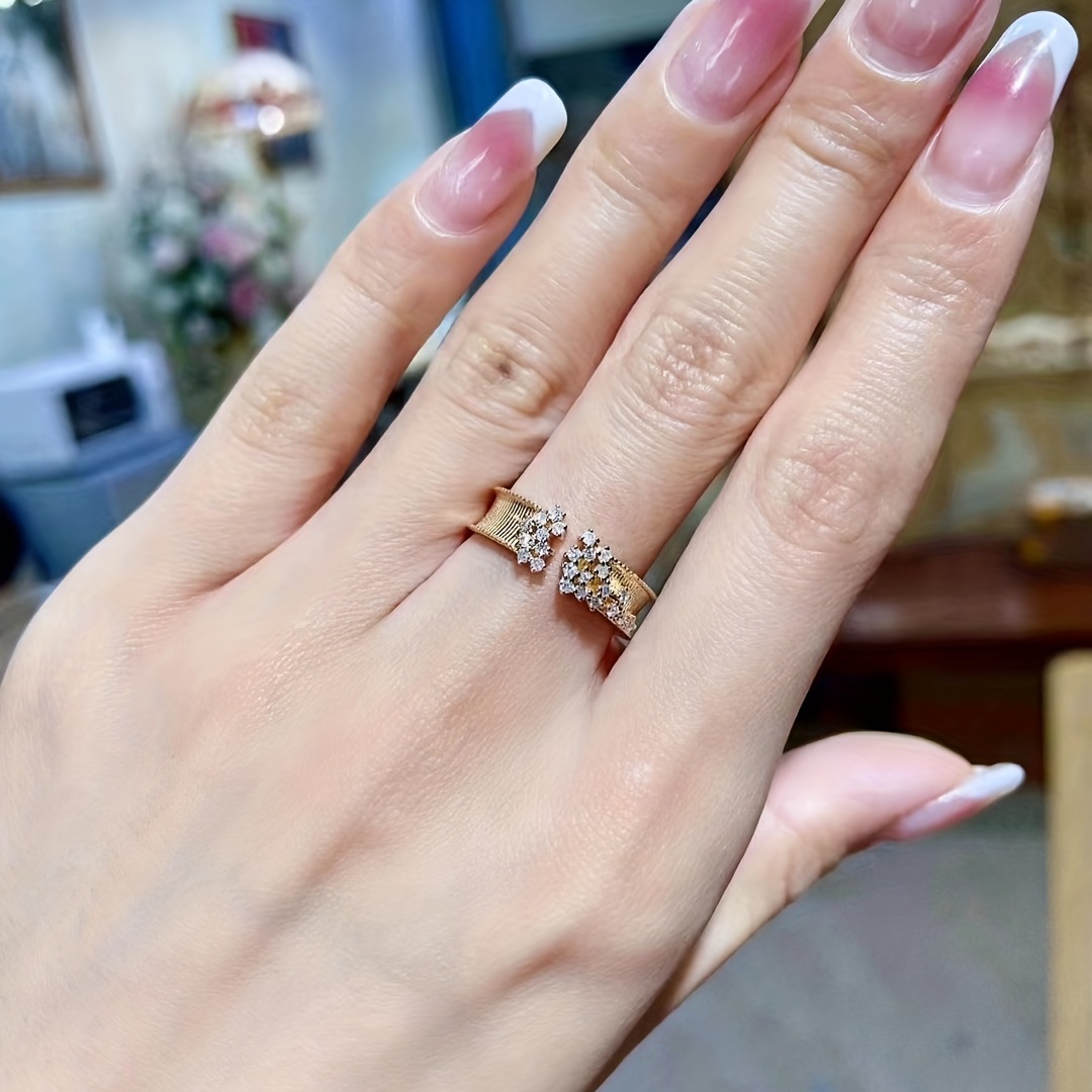 Women's Cute Copper Inlaid Zirconia Opening Ring